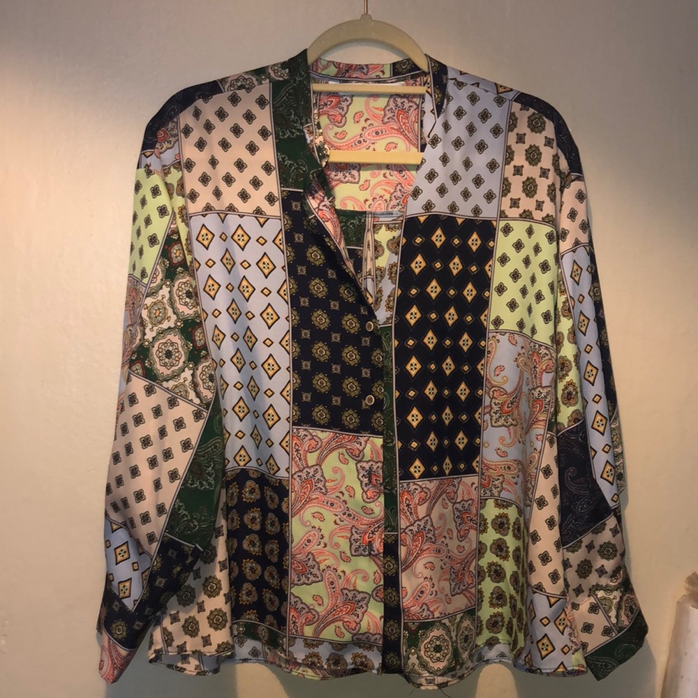 Zara printed long sleeve top